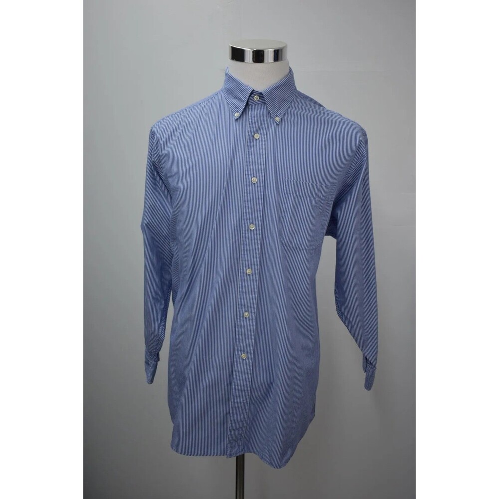 BROOKS BROTHERS Gent’s Pencil Striped Dress Shirt Size XL 17 Cotton Long Sleeves